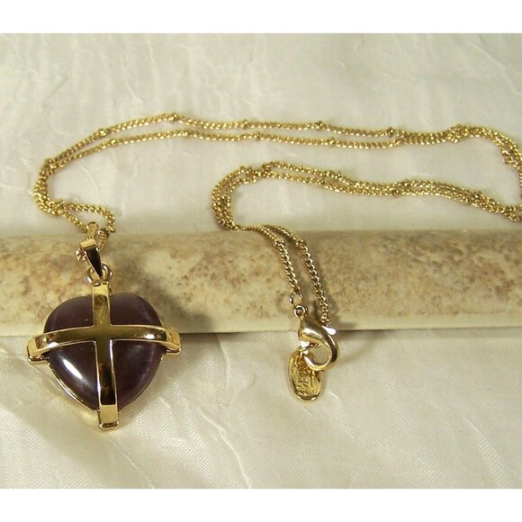 Alexa's Angels Purple Cat's Eye 18k Gold Plated 30" Chain Necklace - Picture 7 of 7